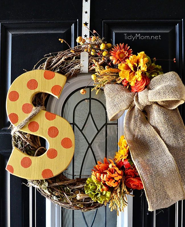 Handmade Monogram Fall Wreath At TidyMom.net