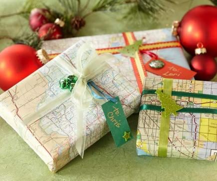 gift wrap with maps