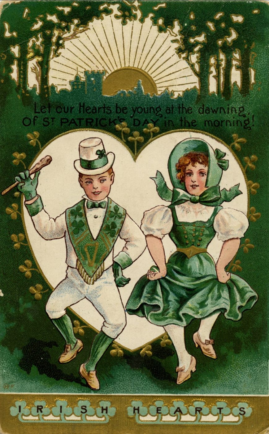 Vintage St. Patrick's Day images for decorations on Flickr via Bekob - Irish Hearts - Let our Hearts be young at the dawning Of St Patrick's Day in the morning!