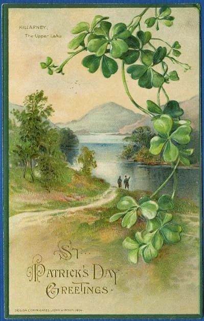 Free Printable Vintage St. Patrick's Day Images - Old post card art, Killarney The Upper Lake, St Patrick's Day Greetings