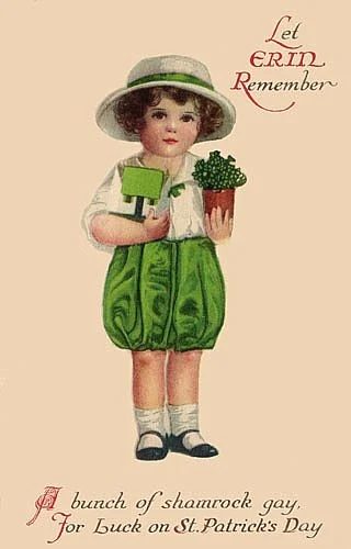 Vintage St. Patrick's Day images from Sweetly Scrapped on Bekob - Old Postcard - Let Erin remember, A bunch of shamrock gay, for luck on St Patrick's Day