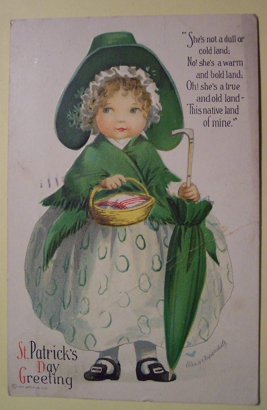 Vintage images for St. Patrick's Day decorations from Flickr on Bekob Ireland St Patrick's Day Greeting Card by Ellen Clapsaddle: No! She's a warm and bold lang; Oh! she's a true