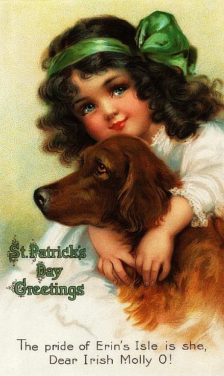 Vintage St. Patrick's Day images from the Little Pink Studio via Bekob - St Patrick's Day Dog - the pride of Erin's Isle is she, Dear Irish Molly O!