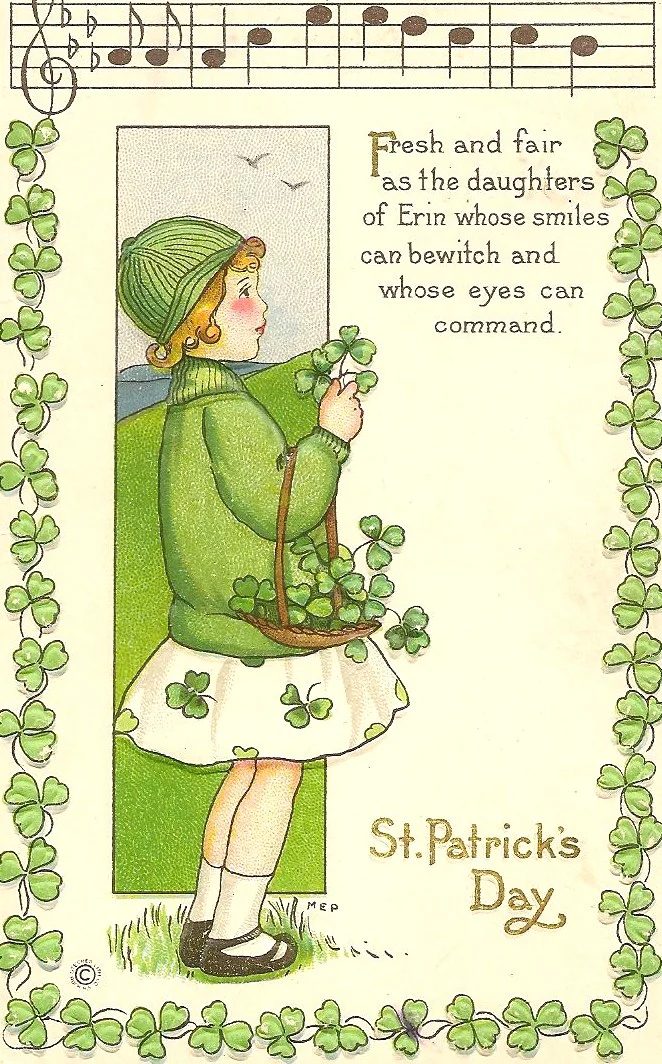 Vintage St. Patrick's Day printable images from the Little Pink Studio Via Bekob - Irish Poem - Fresh and fair as the daughters of Erin whose smiles can bewitch and whose eyes can