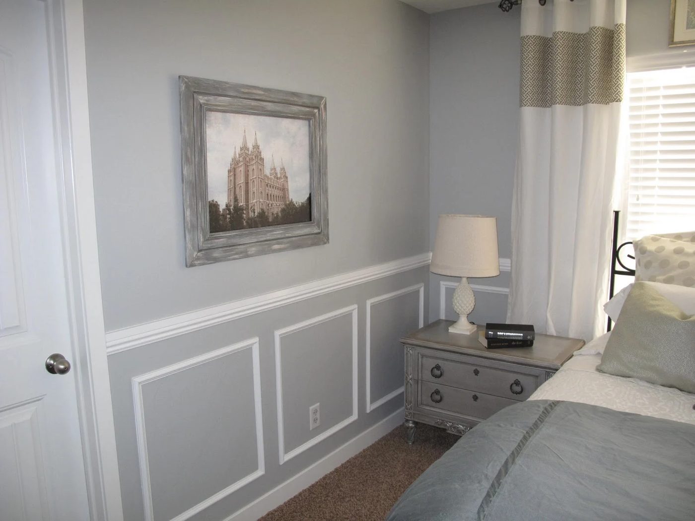 update master bedroom with two-tone wainscoting, Little Miss Penny Wenny on Bekob