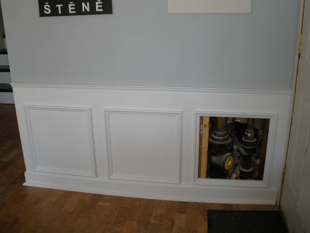 hide plumbing access with wainscoting, The Modern Parsonage on Bekob