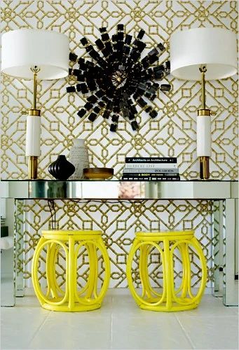 Symmetrical console table display and decorating