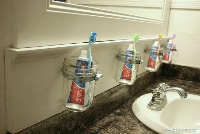 Mason Jar Toothbrush Storage