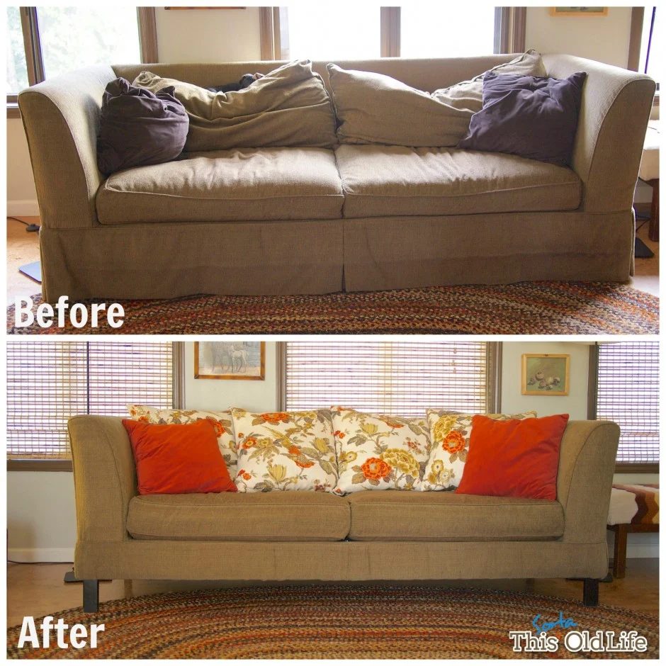 A new sofa is expensive! It can be hard to justify a new sofa purchase, especially if your old one is still comfortable and functional. Instead of buying a new one try one of these