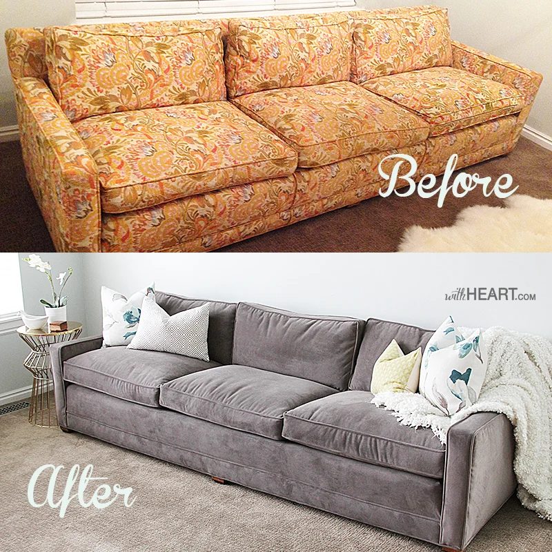 A new sofa is expensive! It can be hard to justify a new sofa purchase, especially if your old one is still comfortable and functional. Instead of buying a new one try one of these