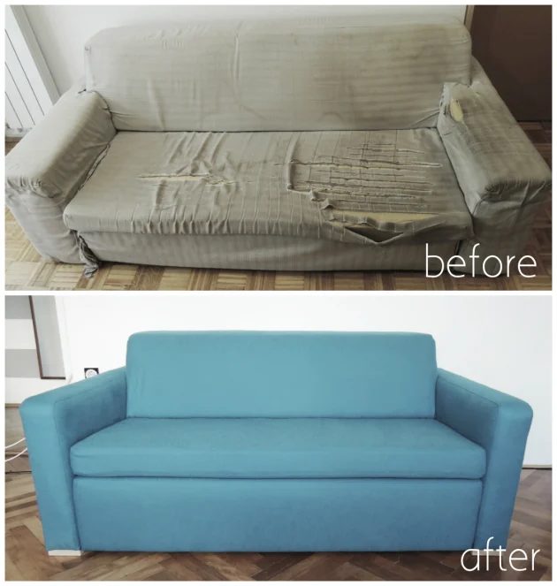 A new sofa is expensive! It can be hard to justify a new sofa purchase, especially if your old one is still comfortable and functional. Instead of buying a new one try one of these