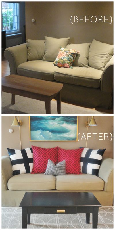A new sofa is expensive! It can be hard to justify a new sofa purchase, especially if your old one is still comfortable and functional. Instead of buying a new one try one of these