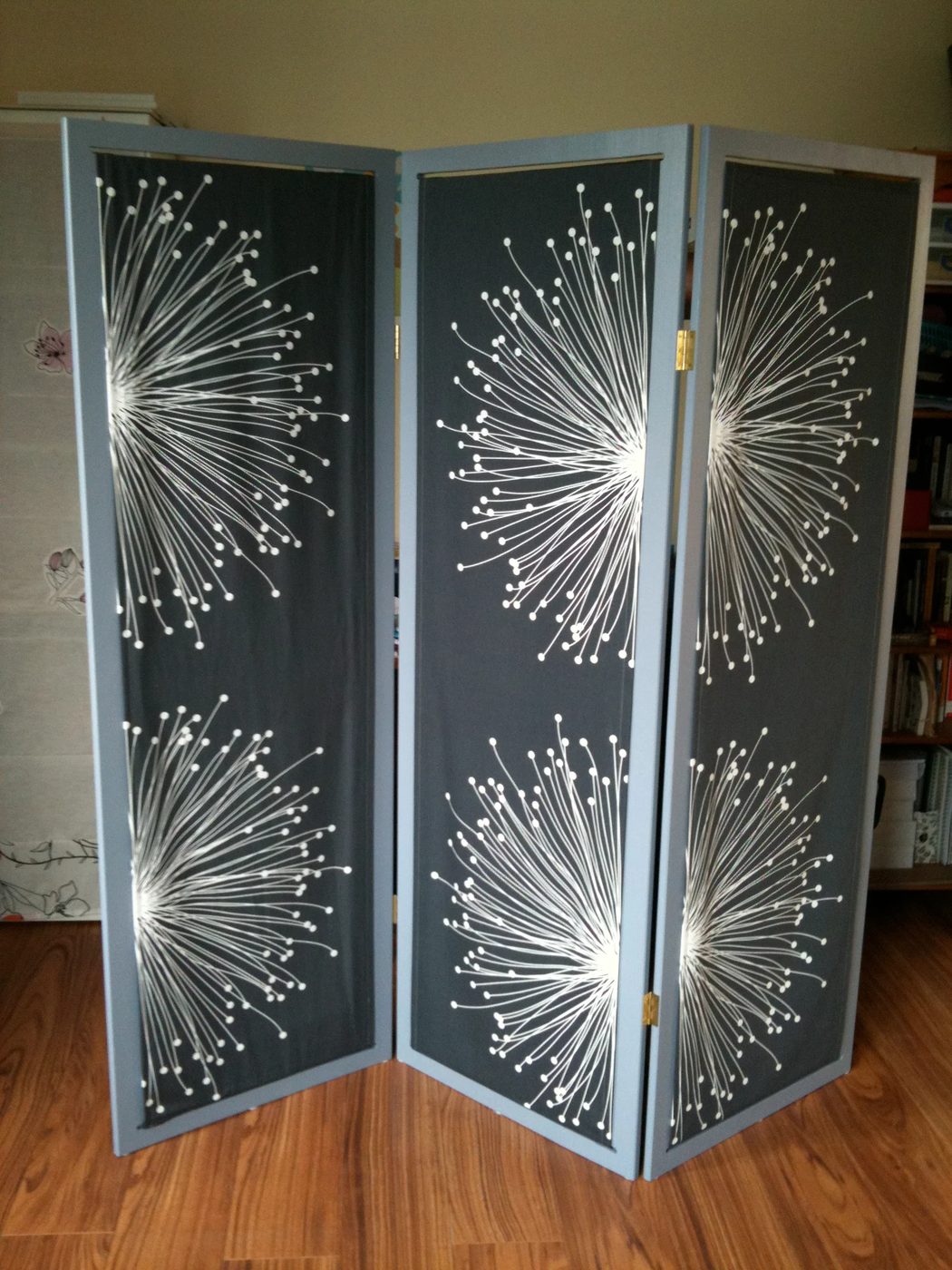 room divider wood fabric handmade