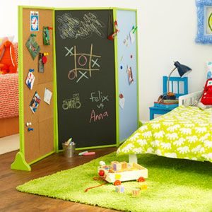 room divider kids room cork chalkboard magnetic panels