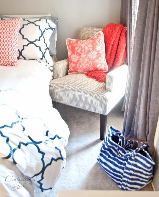 Centsational Girl navy and coral bedroom