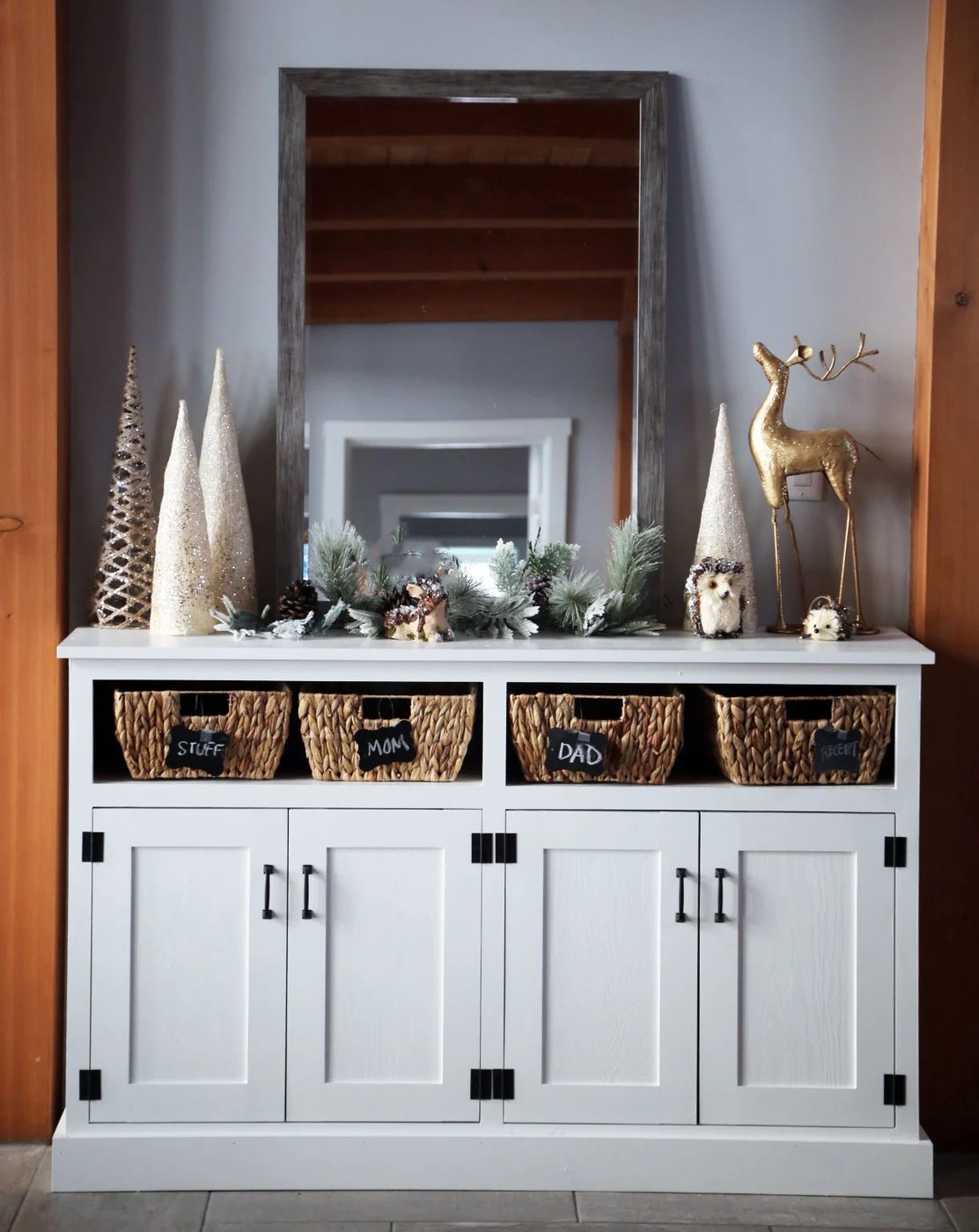 Entryway Console Diy Open Cubby Bin 3