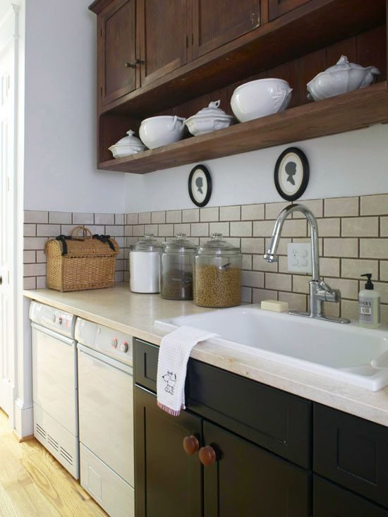 Formal pretty storage in Laundry room featured on Bekob.com