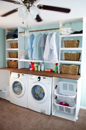 Great sorting space in a laundry area featured on Bekob.com