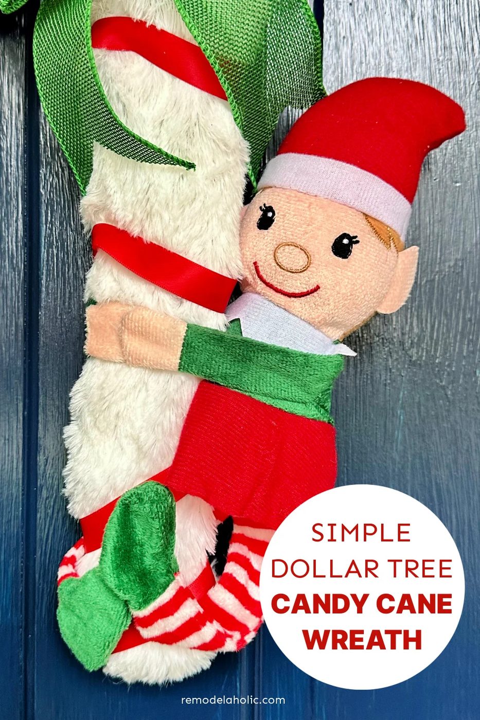 direct Step By Step Dollar Tree Candy Cane Wreath With Elf For Christmas, Bekob