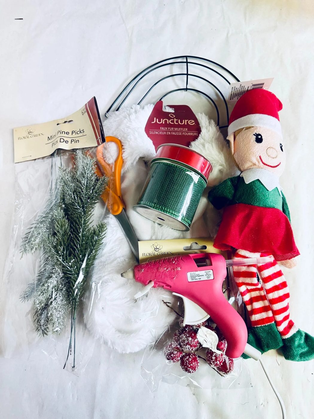 Supplies For Dollar Tree Candy Cane Form Elf Wreath (1)