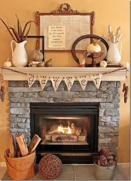 Take your decor from Fall to Thanksgiving by changing a couple of things and using this inspiration. 30 well fitted Thanksgiving Mantels Featured On Bekob.com