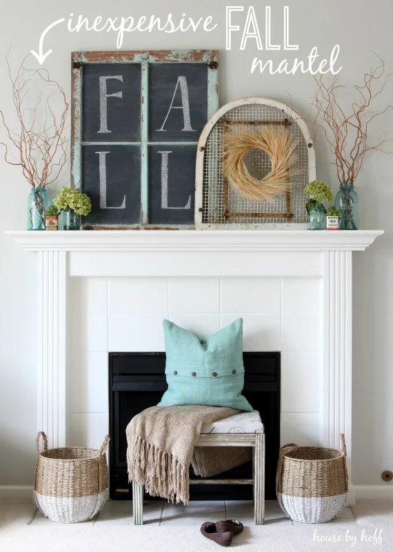 Inexpensive Fall Mantel