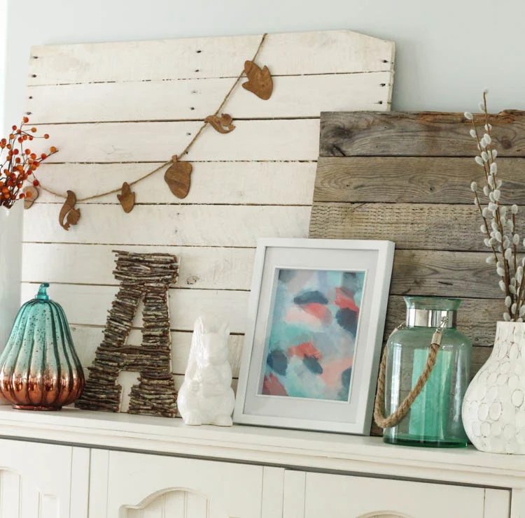 Turquoise Coral Fall Mantel At Thehappyhousie.com 7