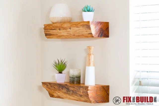 Handmade Floating Shelves From Firewood 1
