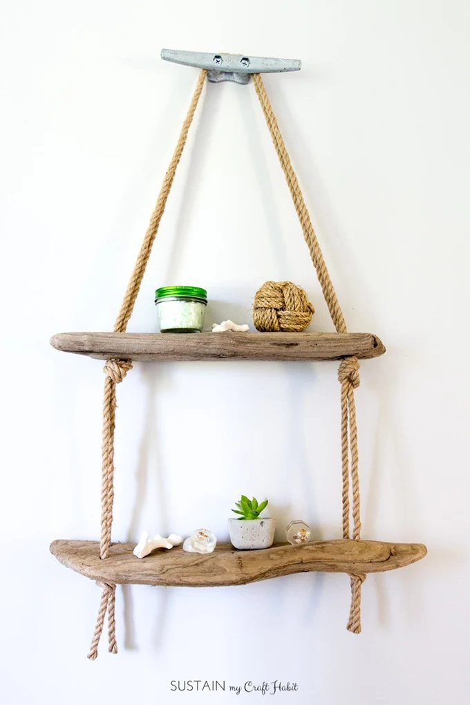 Handmade Hanging Rope Shelf