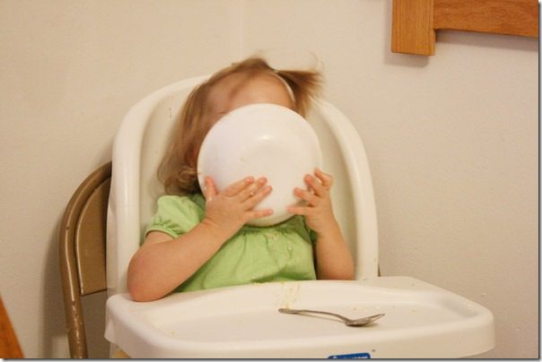 Lydia lickiing the plate