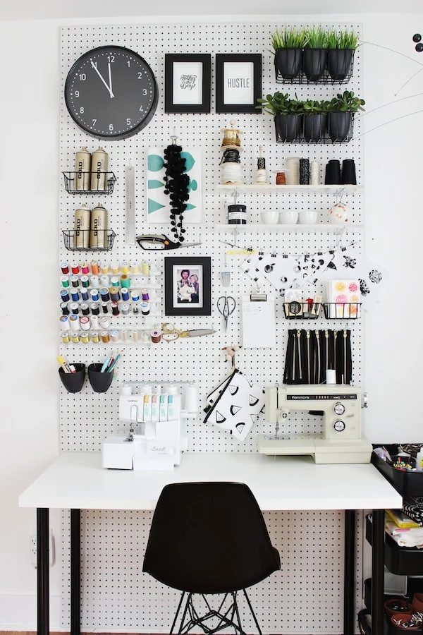 Pegboards can be used in every room in your house! Here are 32 pegboard options to show you just how versatile the humble pegboard can be. 32 Pegboard options For Every Room in You