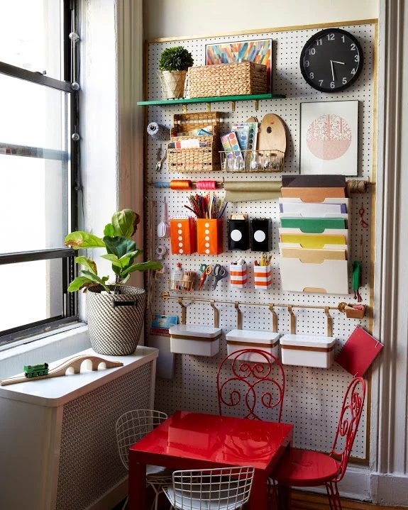 Pegboards can be used in every room in your house! Here are 32 pegboard options to show you just how versatile the humble pegboard can be. 32 Pegboard options For Every Room in You