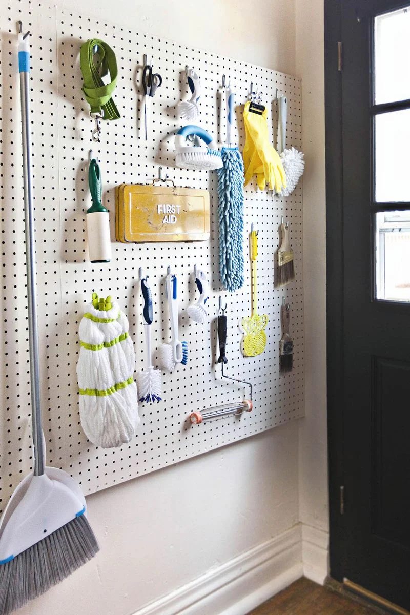 Pegboards can be used in every room in your house! Here are 32 pegboard options to show you just how versatile the humble pegboard can be. 32 Pegboard options For Every Room in You