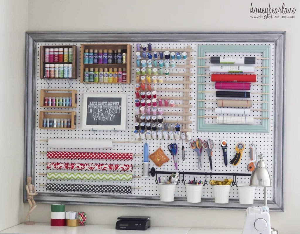 Pegboards can be used in every room in your house! Here are 32 pegboard options to show you just how versatile the humble pegboard can be. 32 Pegboard options For Every Room in You