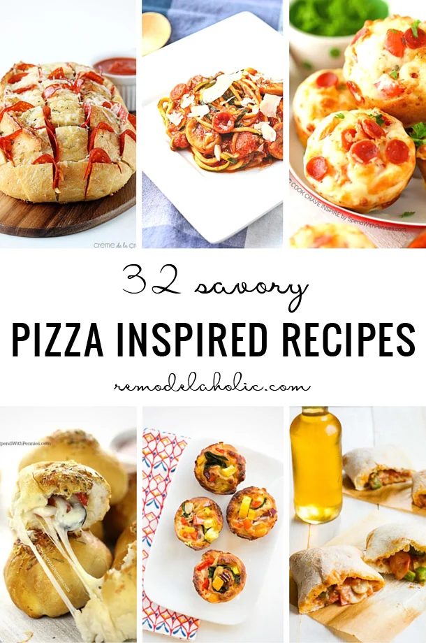Find a tasty meal option with one of these 32 Savory Pizza Inspired Recipes - featured on Bekob.com
