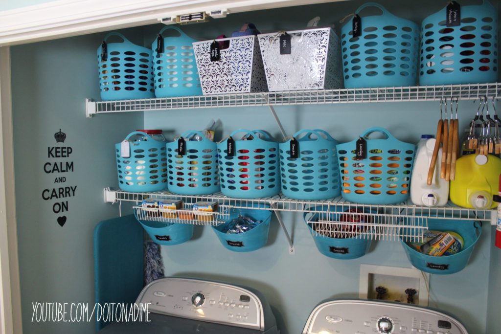 s hooks and baskets to organize wire shelves