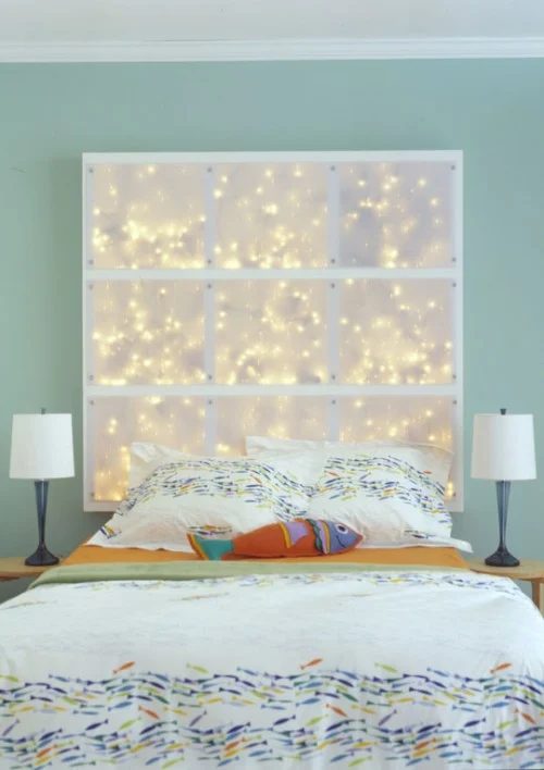 String lights are an inexpensive way to dress up so many areas in the home. Outdoor, indoor, dress them up and more. 36 Clever Ways to Use String Lights via Bekob.com