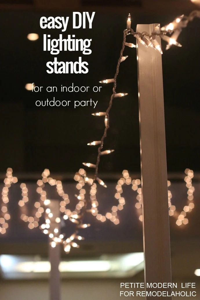 Build these straightforward Handmade lighting stands to hold strands of string lights and add ambiance to any indoor or outdoor party @Bekob