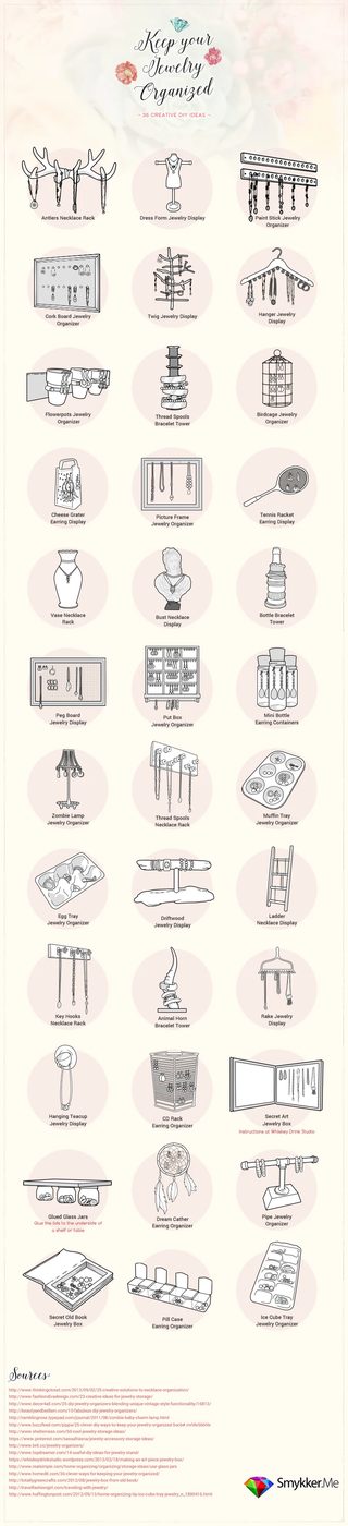 36 Creative Ways to Organize Jewelry - most of these can be done with things I already have around the house! @Bekob