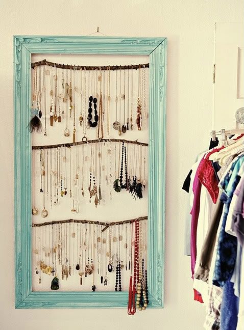 picture-frame-stick-jewelry-holder-necklaces-home-decor-Handmade
