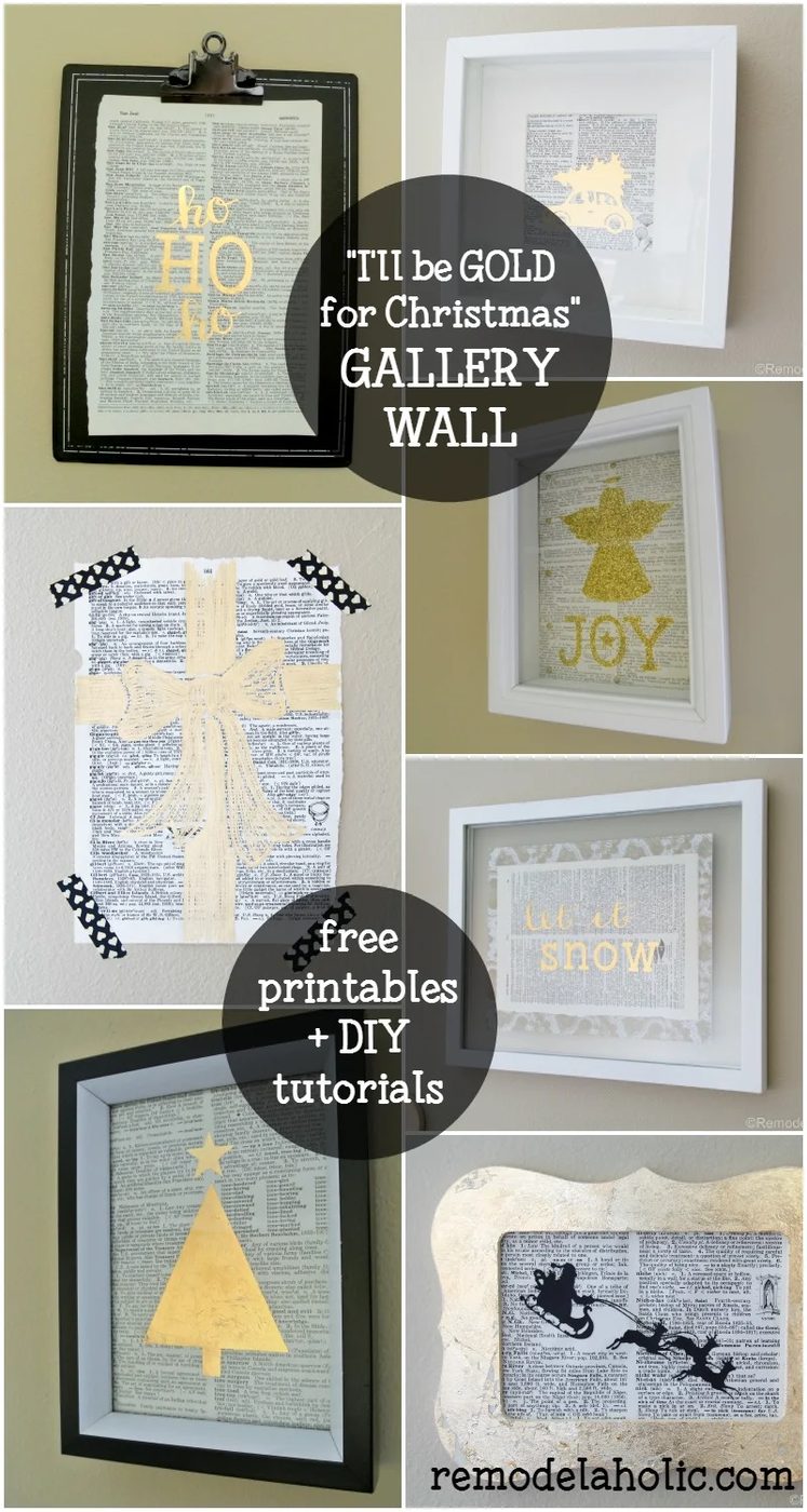 "I'll be GOLD for Christmas" Gold Christmas Gallery Wall with Free Printables and Handmade Tutorials for 4 Different Gold Prints @Bekob