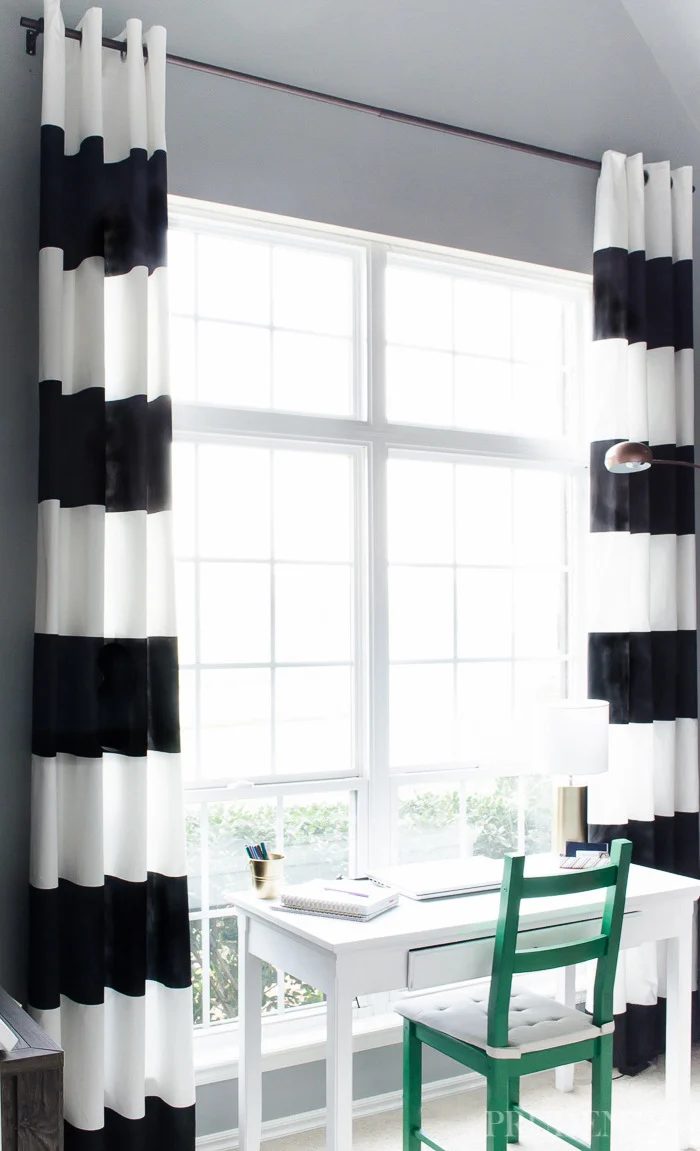 spray painted curtains A Prudent Life