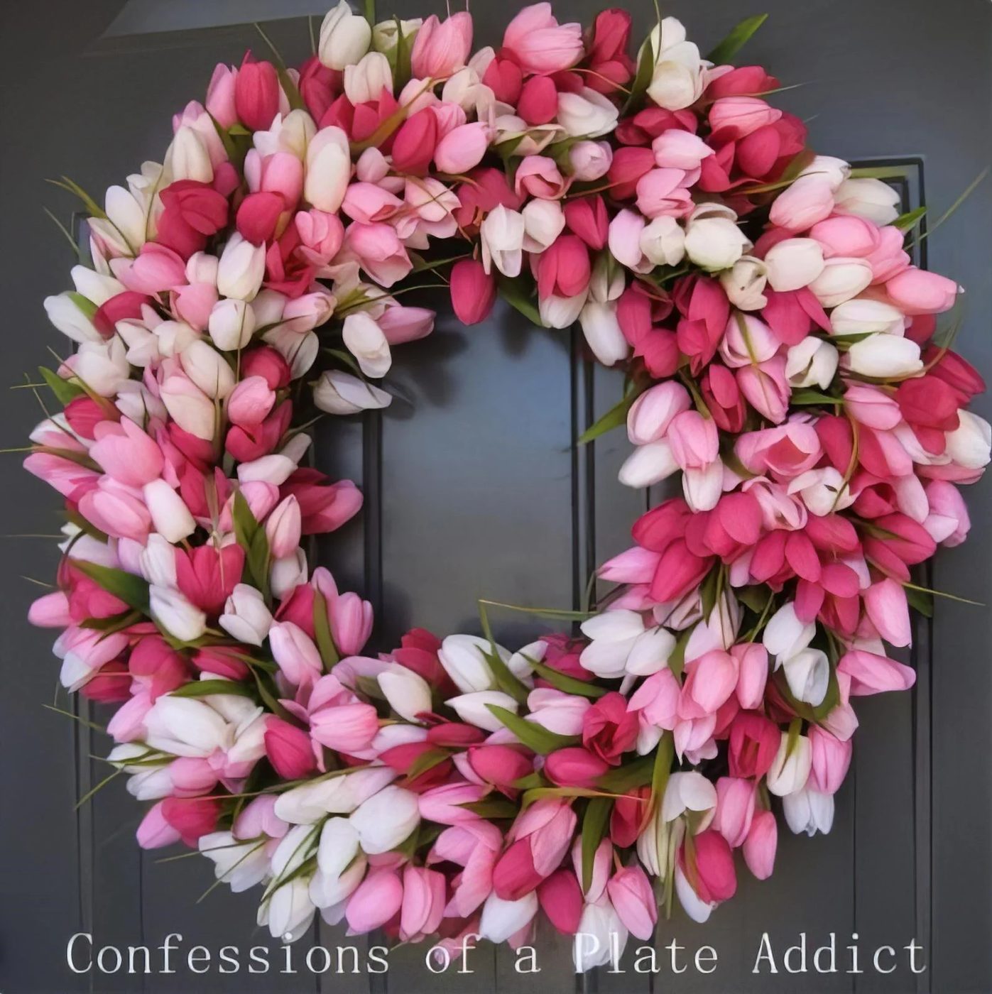 16 CONFESSIONS OF A PLATE ADDICT Handmade Spring Tulip Wreath Ombre Full Of Flowers 143856