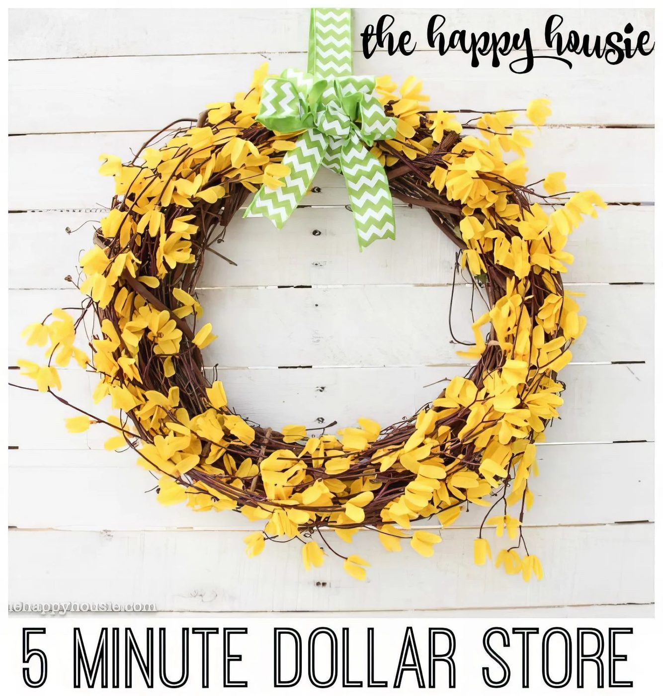 3 Five Minute Dollar Store Handmade Spring Forsythia Wreath At The Happy Housie 143710