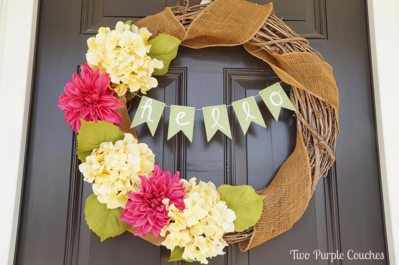 17 Handmade Banner Spring Wreath Hello Bunting On Wreath 143641