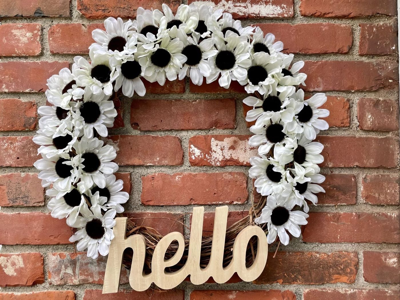 Handmade Dollar Tree Hello Wreath With Flowers Bekob 6 143833