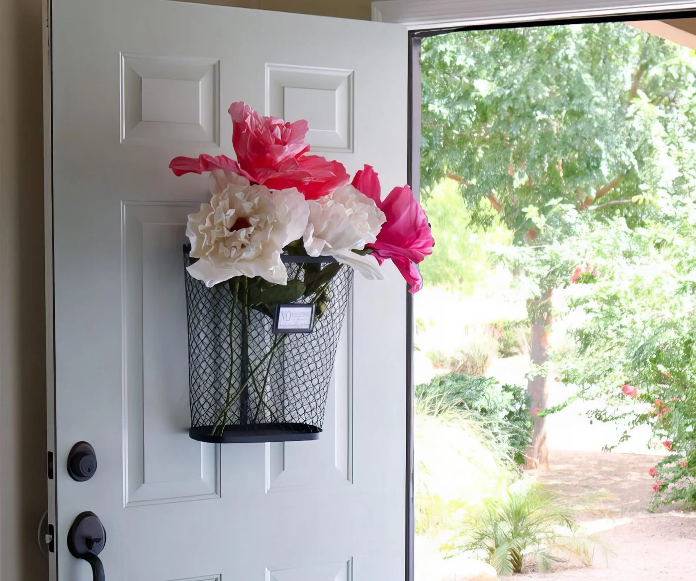 9 straightforward Spring Refresh Door Makeover Large Florwer Basket Wreath 143805