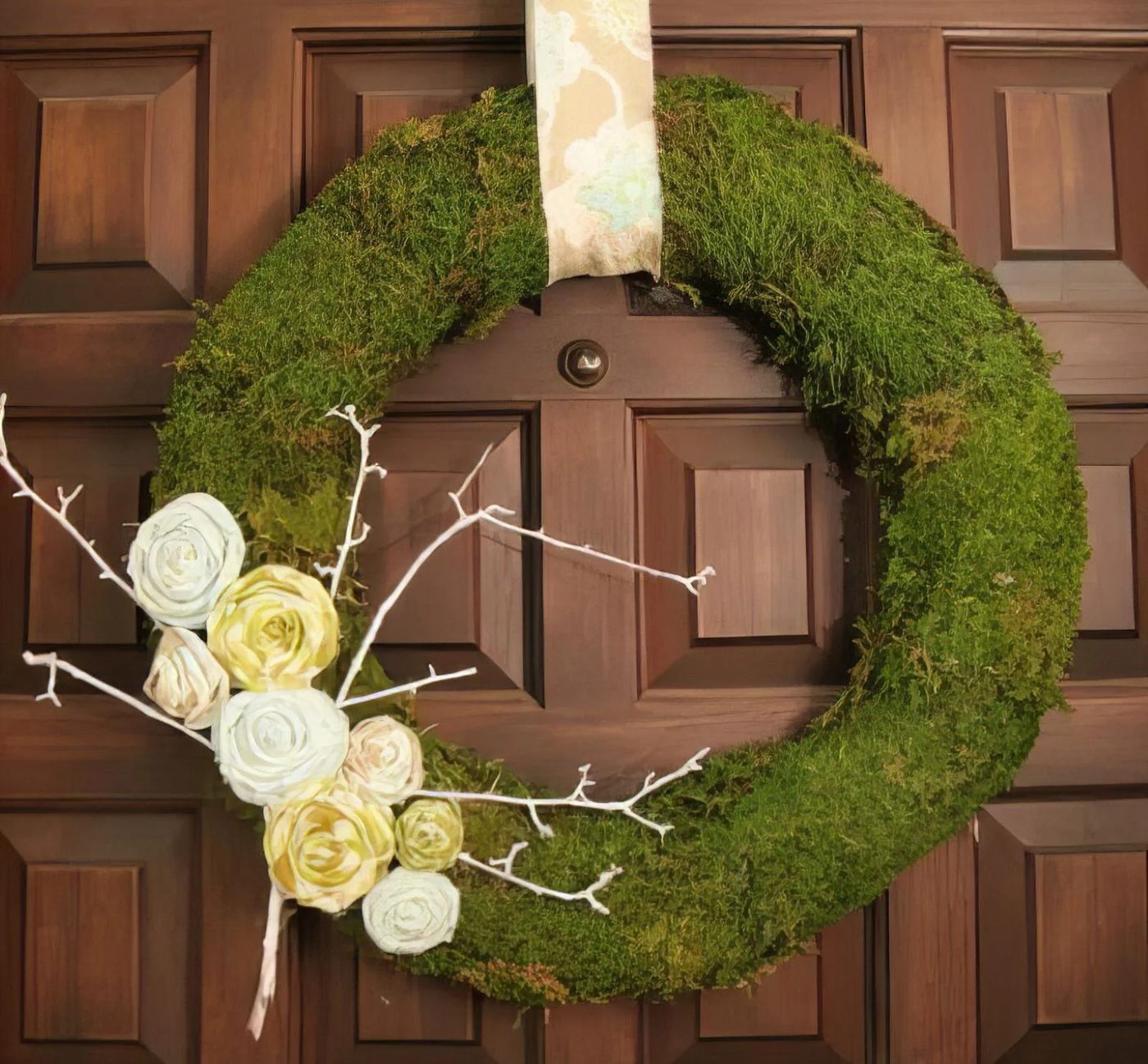 6 Moss And Rose Spring Door Wreath option 143851