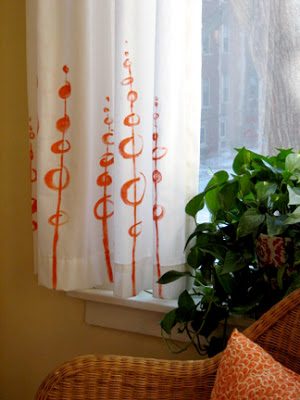 How About Orange - hand painted freehand curtains - via Bekob