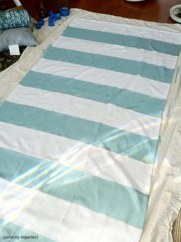 Perfectly Imperfect - handmade striped painted curtains with chalk paint - via Bekob